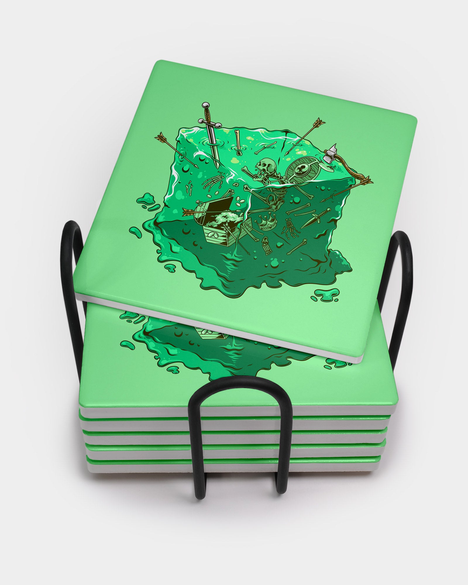 Green Jelly Cube Square Coaster Set